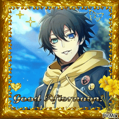 a picture of a boy with the words good afternoon
