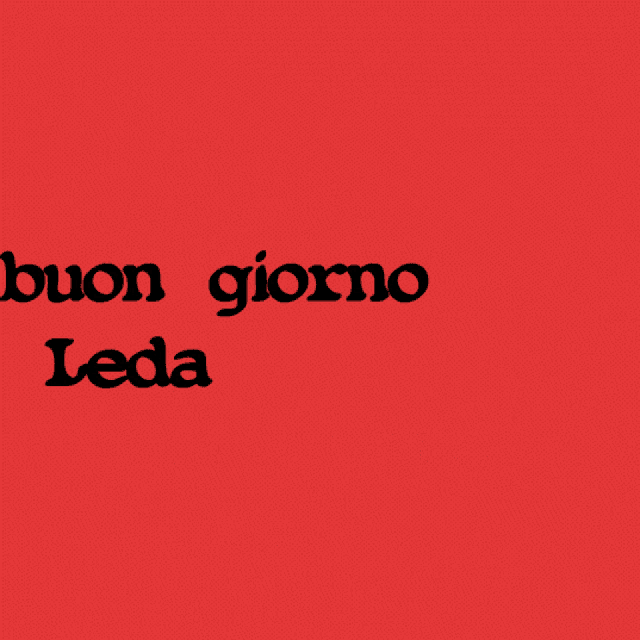 a red background with the words buon giorno leda in black letters