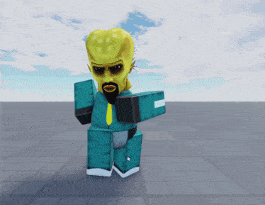 a cartoon character with a yellow head and beard