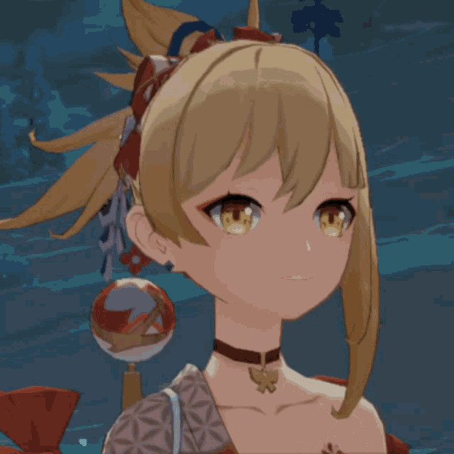 a close up of a girl 's face with a choker and earrings