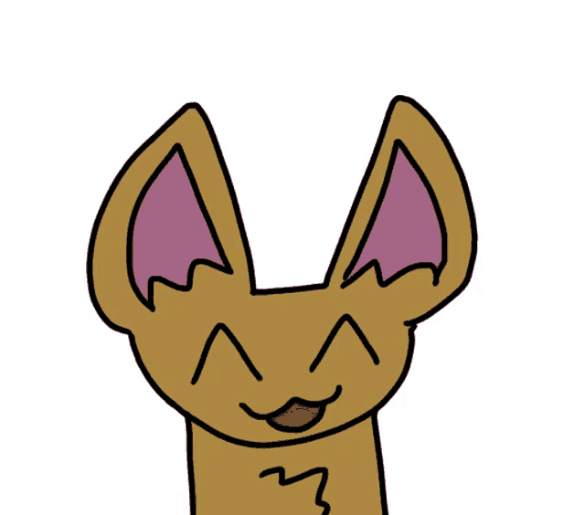 a drawing of a fox with pink ears