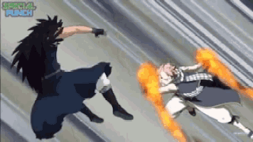 two anime characters are fighting each other and the words special punch are on the bottom right