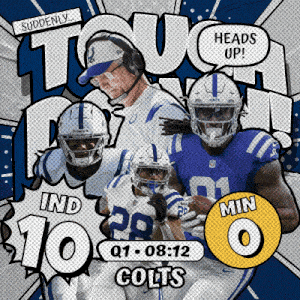 an indianapolis colts poster that says " suddenly ... heads up "