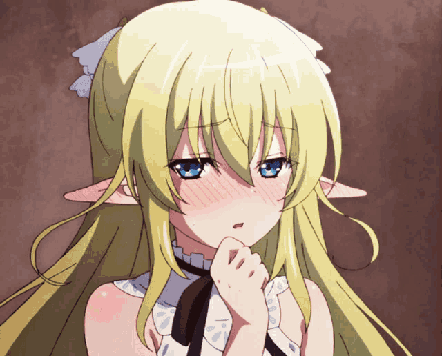 a girl with blonde hair and blue eyes is making a face