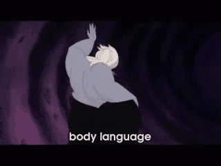 a cartoon character from the little mermaid with the words body language below her