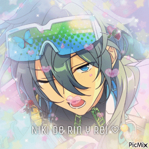 a picture of a person with the name niki de rin y rei written on it