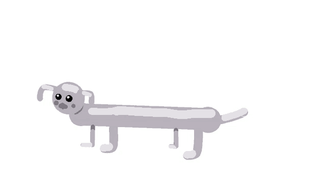a cartoon drawing of a long dog with a surprised look on its face .