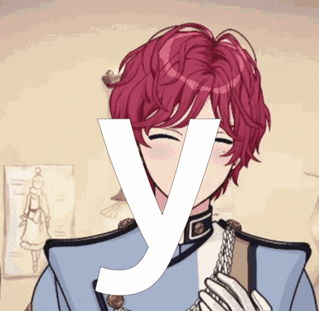a cartoon character with red hair has the letter y above his head