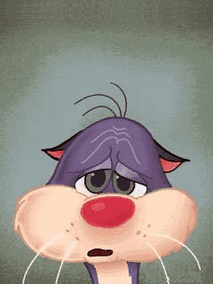 a cartoon cat with tears coming out of his eyes