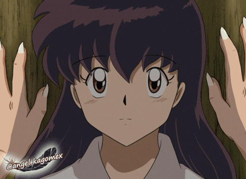 a drawing of a girl with the name angelukagomex on the bottom right