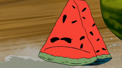 a watermelon slice with a face on it