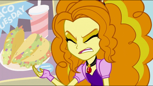 a cartoon of a girl standing in front of a sign that says taco tuesday