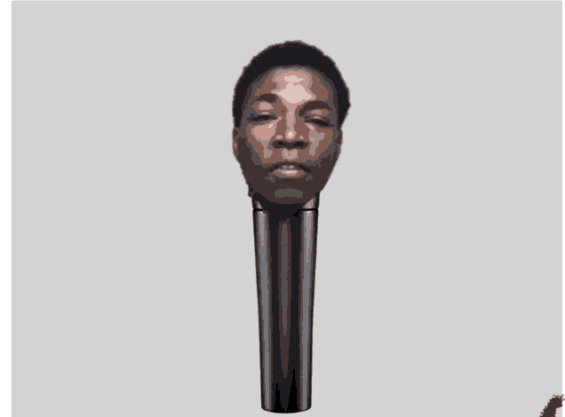 a drawing of a man 's head on a microphone