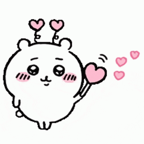 a cartoon drawing of a bear holding a heart in its hand .