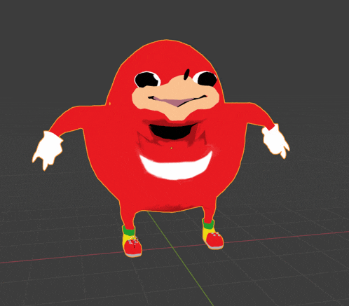 a close up of a red cartoon character with a big smile on his face