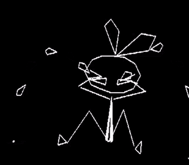 a black and white drawing of a rabbit with a long tail .