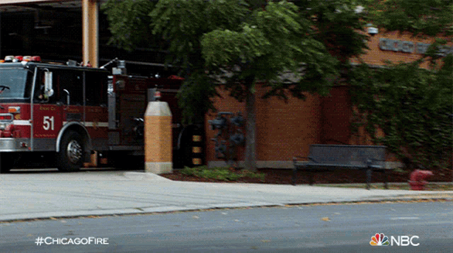 a fire truck with the number 51 on it
