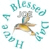 a hummingbird is flying in a circle with the words `` have a blessed day '' written around it .