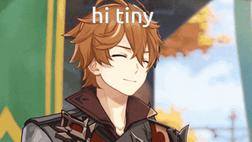 a cartoon character says hi tiny on the bottom