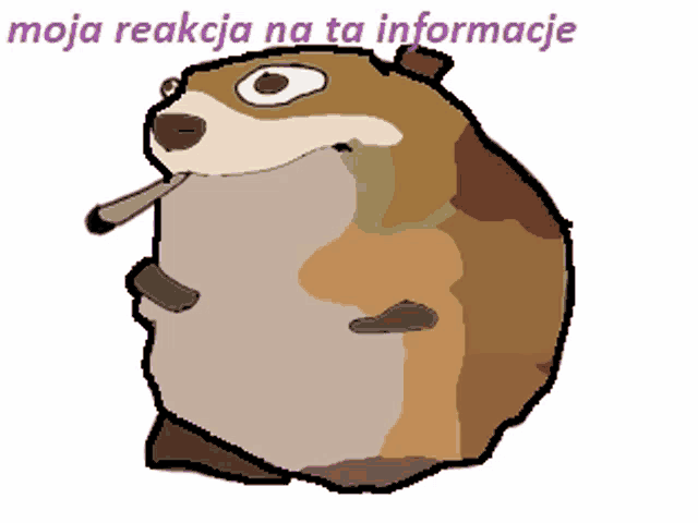 a drawing of a hamster with the words moja reakcja na ta informacje written below it