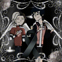 a man and a woman are standing next to each other holding a skateboard .