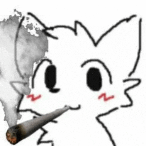 a white cartoon cat is smoking a cigarette .