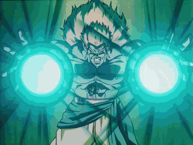 a cartoon of a man holding two blue lights