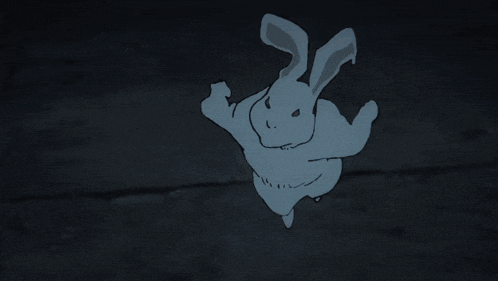 a silhouette of a rabbit 's tail is visible in the dark