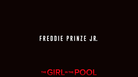 a movie poster for the girl in the pool with a woman smiling