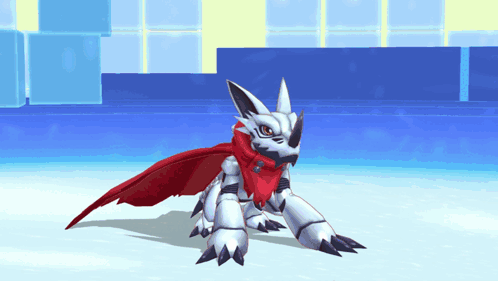 a cartoon character wearing a red scarf and a cape