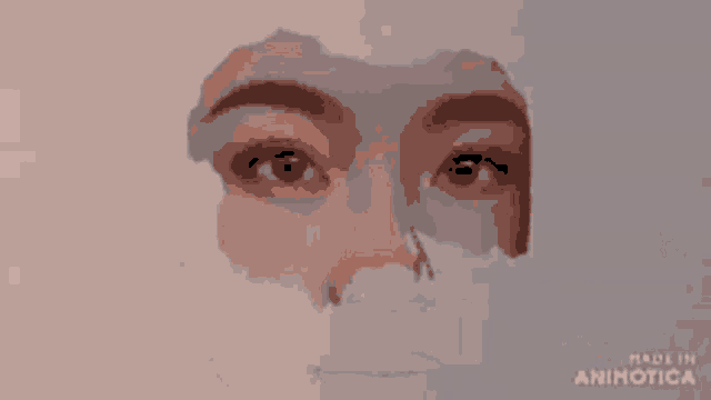 a pixelated image of a person 's face with the words " made in animotica " at the bottom