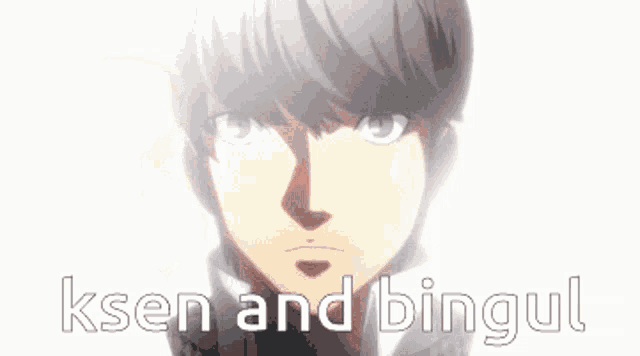 a picture of a boy with the words " ksen and bingul " on it