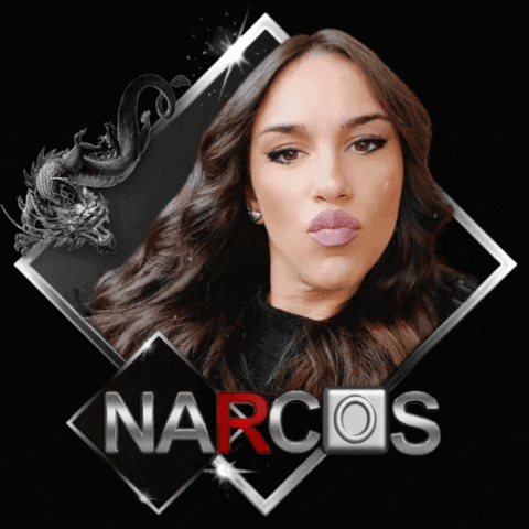 a picture of a woman with the word narcos in the corner
