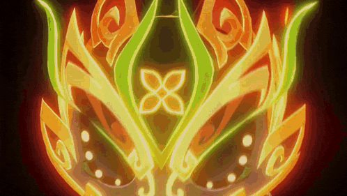 a glowing emblem with a flower in the middle