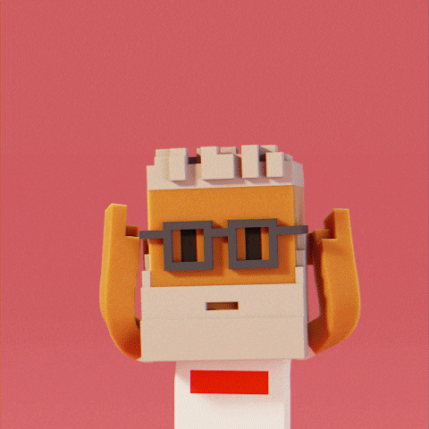 a cartoon character with a pixelated speech bubble that says yes