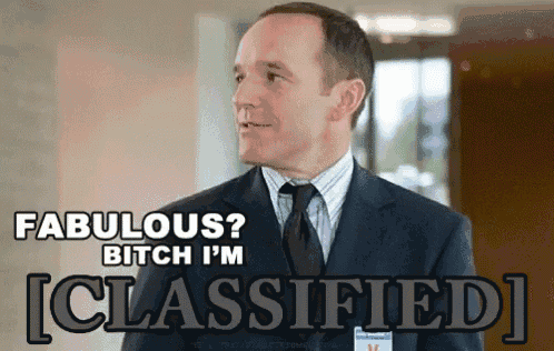 a man in a suit and tie with the words fabulous bitch i 'm classified