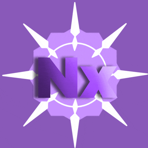 a purple logo with the letter nx in the middle
