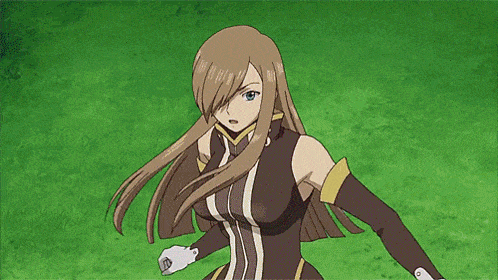 a girl with long brown hair has a white glove on her arm