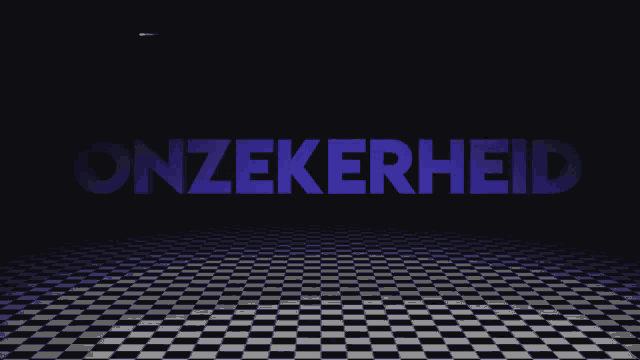 a black and white checkered floor with the word oizekebheid written on it