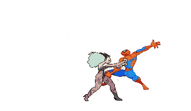 a pixel art drawing of a man and a woman fighting each other