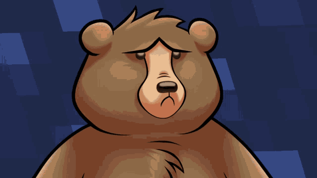 a bear with a sad look on his face