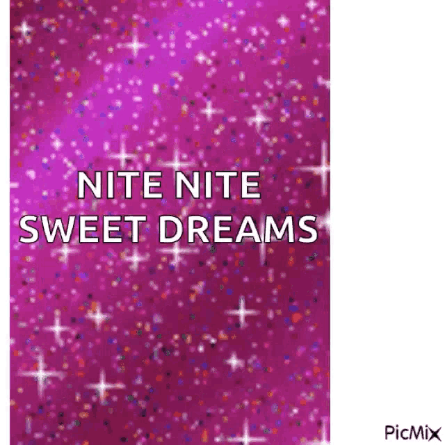 a purple background with stars and the words nite nite sweet dreams