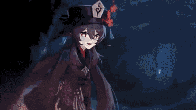 a girl in a hat is holding a ghost in her hands .