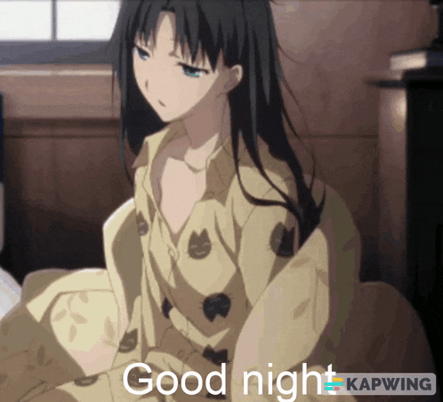 a picture of a girl with the words good night on the bottom right