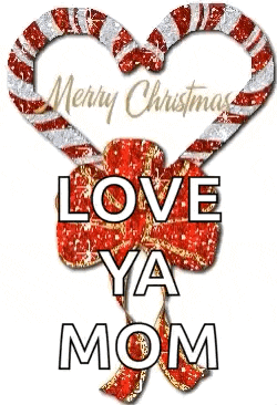 a candy cane in the shape of a heart with the words `` merry christmas love ya mom '' on it .