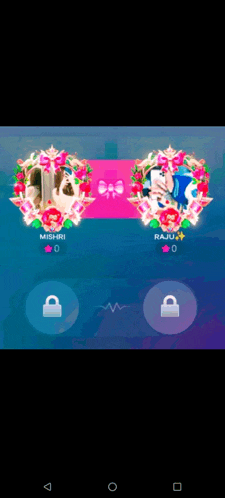 a screenshot of a game showing two avatars with the names mishiri and raju