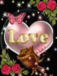 a heart with the word love written on it and a rose