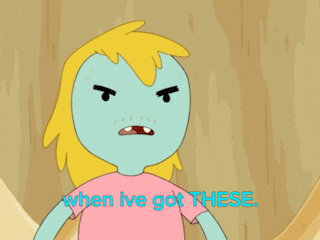 a cartoon character with a blue shirt and green backpack