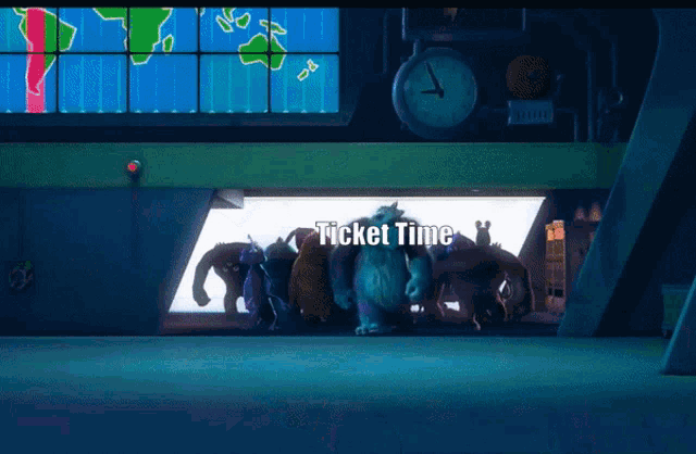 Ticket Time Monsters Inc GIF - Ticket Time Monsters Inc Monsters GIFs