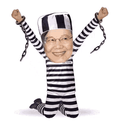a cartoon of a woman in a jail uniform with the number 681698